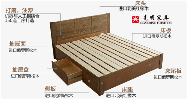 紅橡木實(shí)木家具推薦--紅橡木實(shí)木床